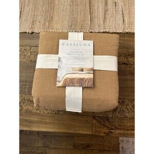 Casaluna King Heavyweight Linen Blend Duvet & Sham Set – Warm Brown | NEW
